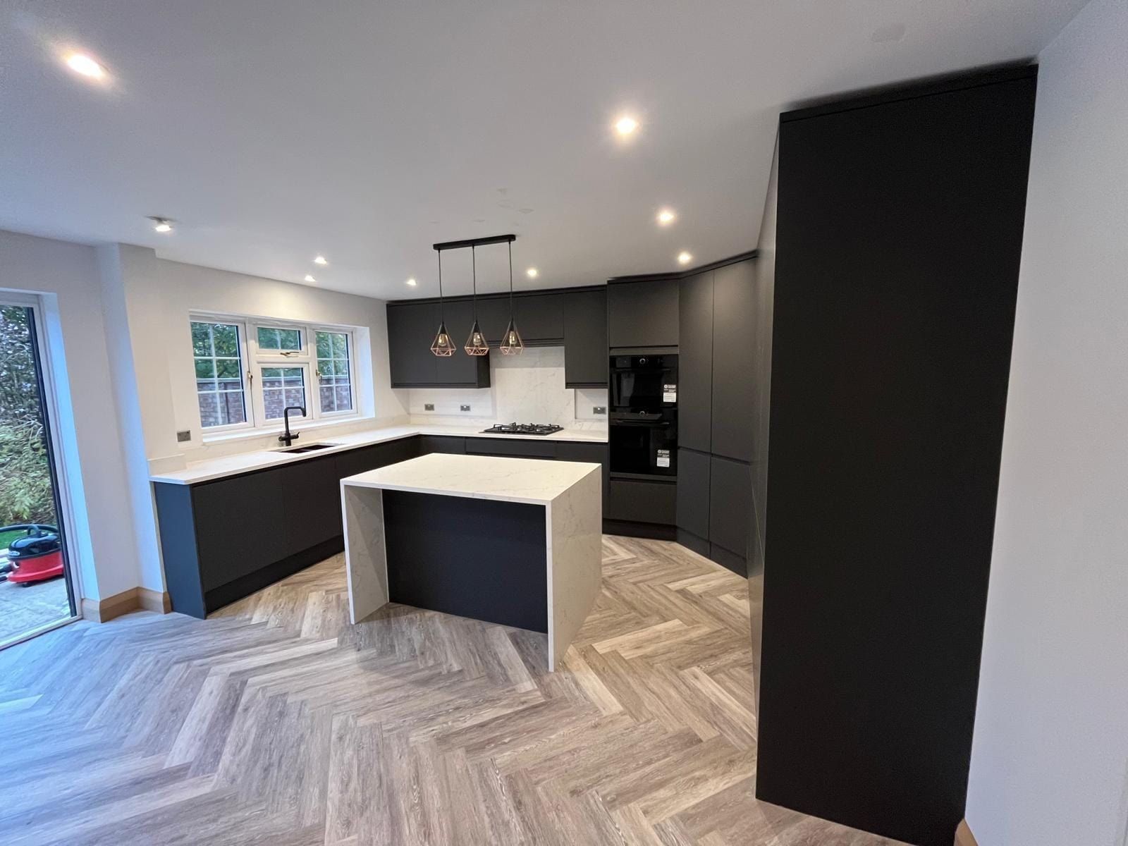 Grey island on herringbone