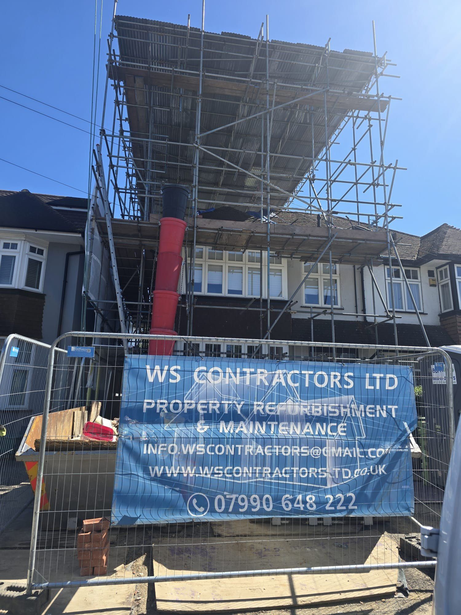 WS Contractors banner on a site hoarding